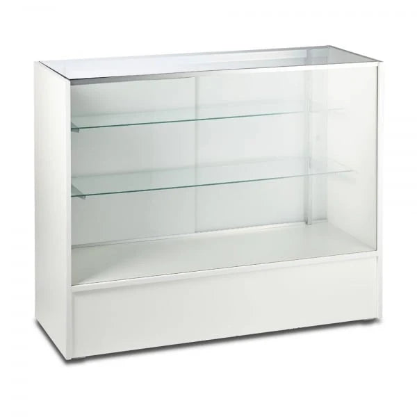 White Shop Counter With 3/4 Glass Display and Glass Front Till Unit Bundle - Silhouette Range