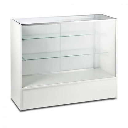 White Shop Counter With 3/4 Glass Display and Glass Front Till Unit Bundle - Silhouette Range