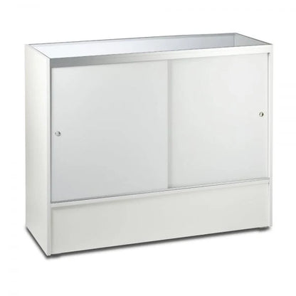 White Shop Counter With 3/4 Glass Display and Glass Front Till Unit Bundle - Silhouette Range
