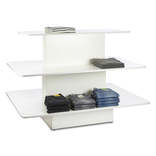 White 3-Shelf Island Display Gondola - Rectangular - Silhouette Range