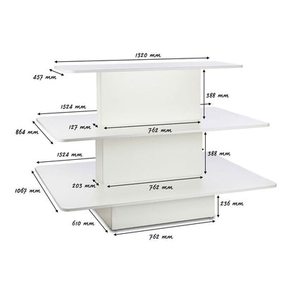 White 3-Shelf Island Display Gondola - Rectangular - Silhouette Range