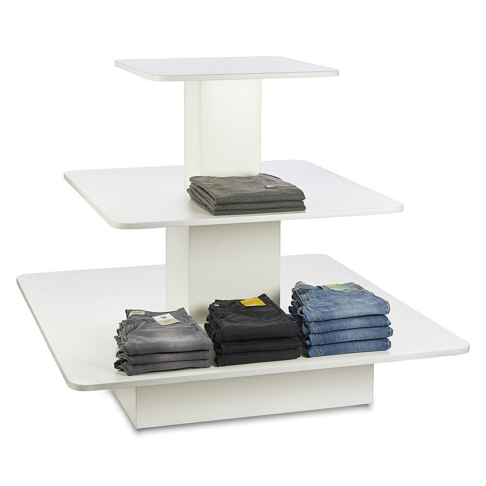 White 3-Shelf Island Display Gondola - Square - Silhouette Range