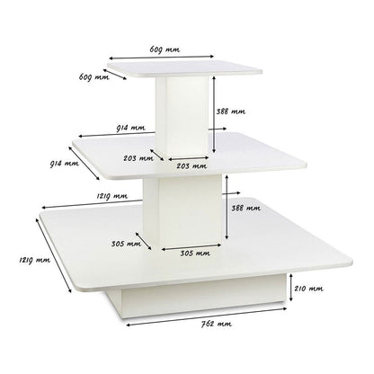 White 3-Shelf Island Display Gondola - Square - Silhouette Range
