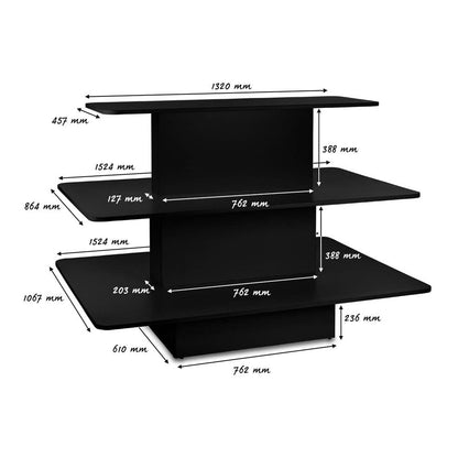 Black 3-Shelf Island Display Gondola - Rectangular - Silhouette Range
