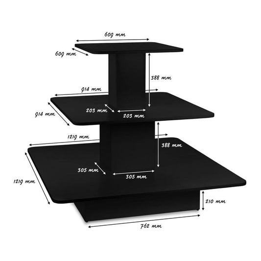 Black 3-Shelf Island Display Gondola - Square - Silhouette Range