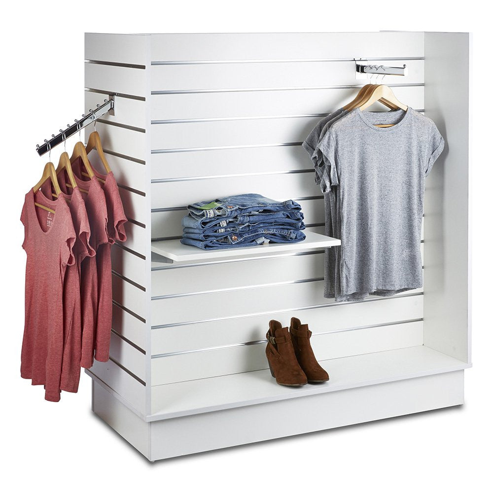 White Slatwall 'H'  Display Gondola with Aluminium Inserts - Silhouette Range
