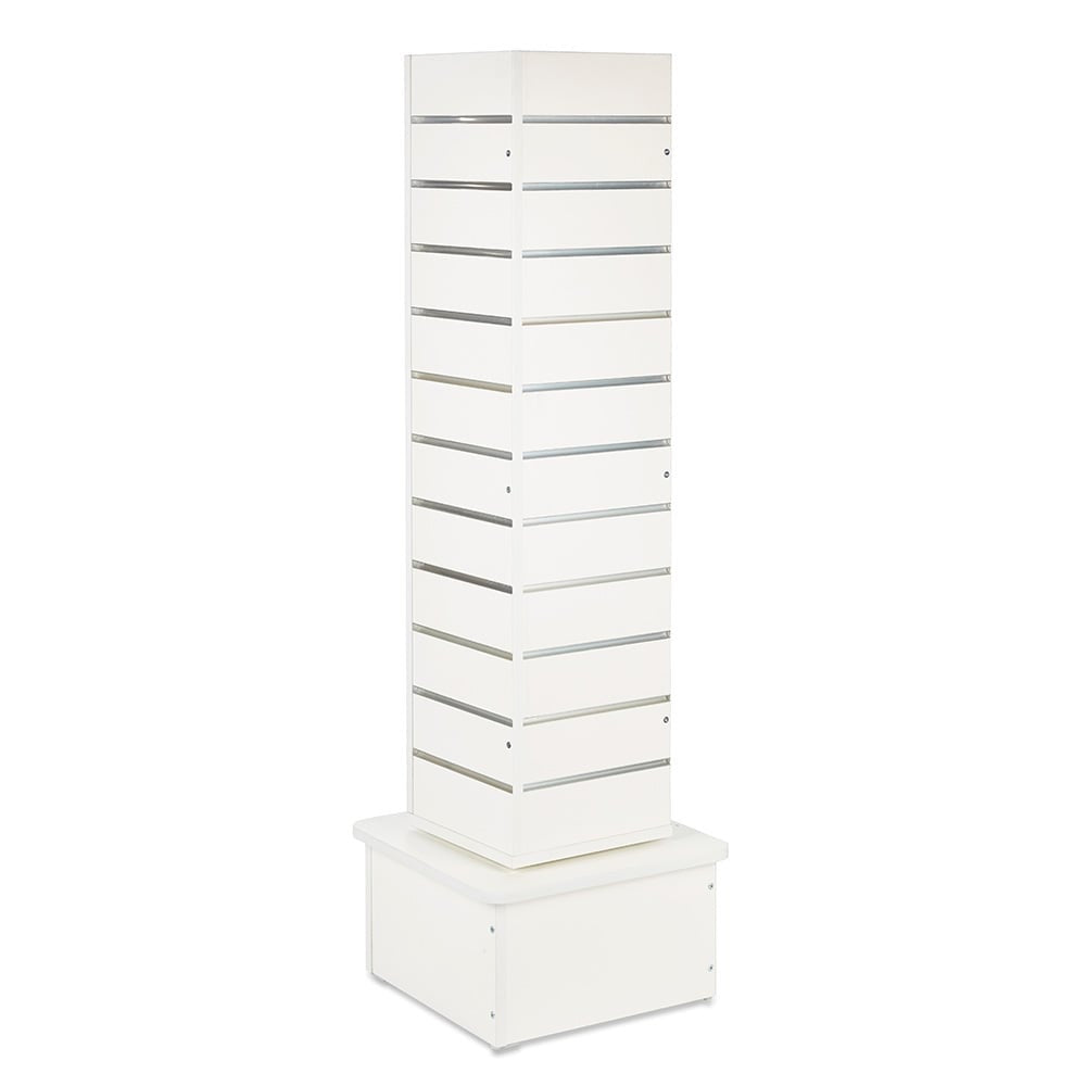 White Slatwall Revolving Tower with Aluminium Inserts - Silhouette Range