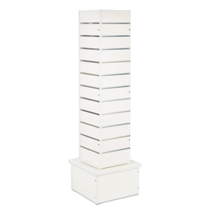 White Slatwall Revolving Tower with Aluminium Inserts - Silhouette Range