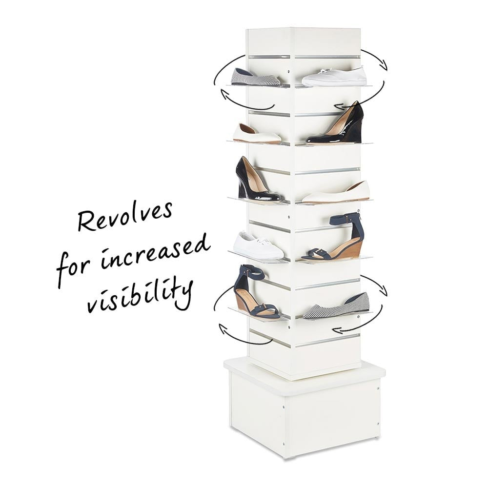 White Slatwall Revolving Tower with Aluminium Inserts - Silhouette Range