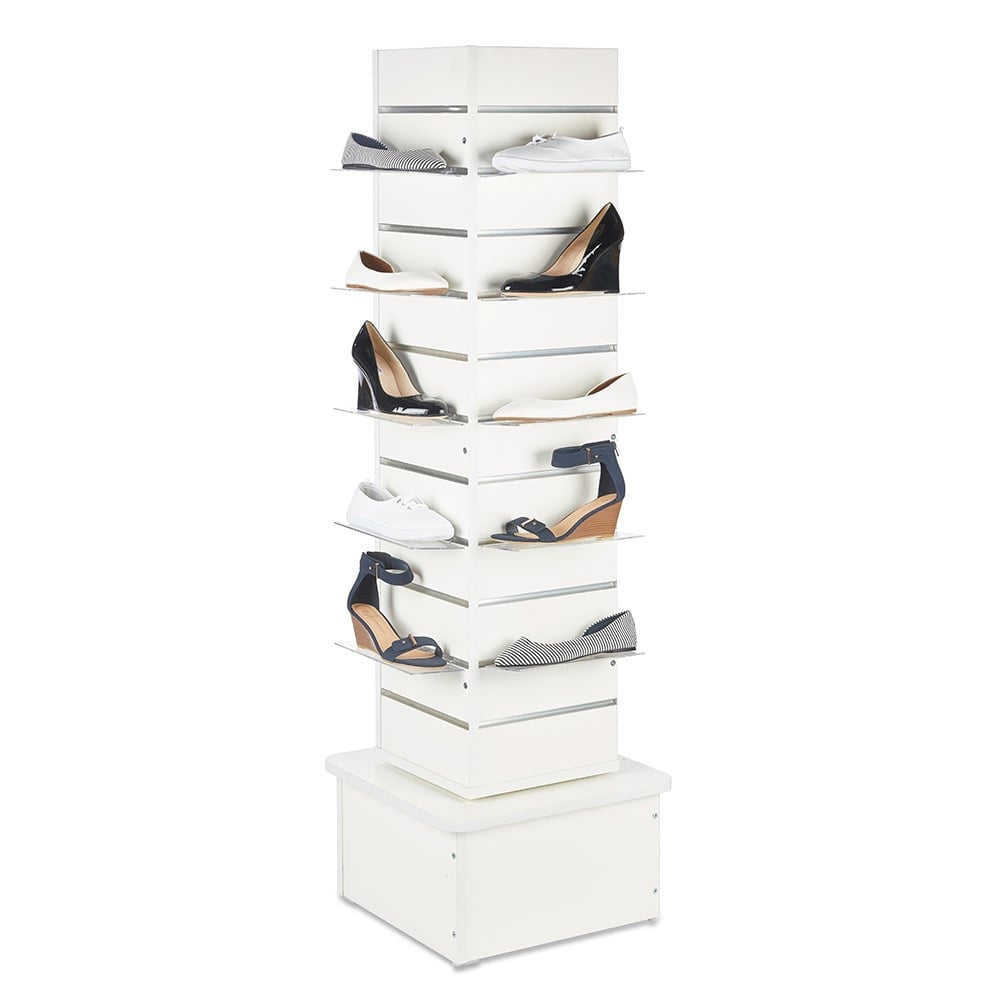 White Slatwall Revolving Tower with Aluminium Inserts - Silhouette Range