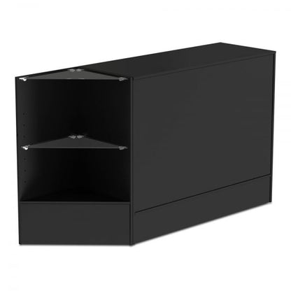 Black Shop Counter and Corner Display Unit with Glass Shelves Bundle - Silhouette Range