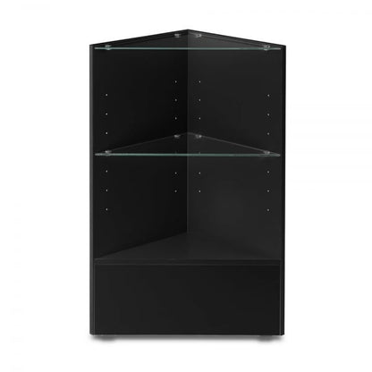 2 x Black Shop Counters and 1x Corner Display Unit with Glass Shelves Bundle