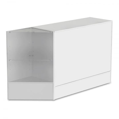 White Shop Counter and Corner Display Unit with Glass Shelves Bundle - Silhouette Range