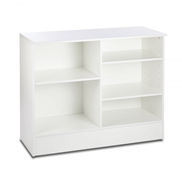 White Shop Counter and Corner Display Unit with Glass Shelves Bundle - Silhouette Range