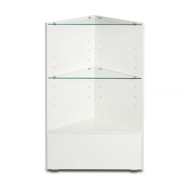 White Shop Counter With 1/4 Glass Display and Corner Display Unit Bundle - Silhouette Range