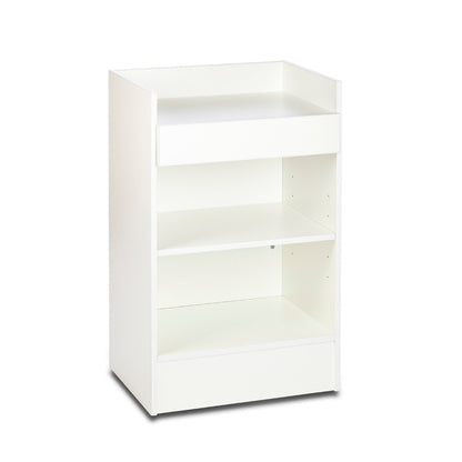 White Shop Counter With 1/4 Glass Display and Till Unit Bundle - Silhouette Range