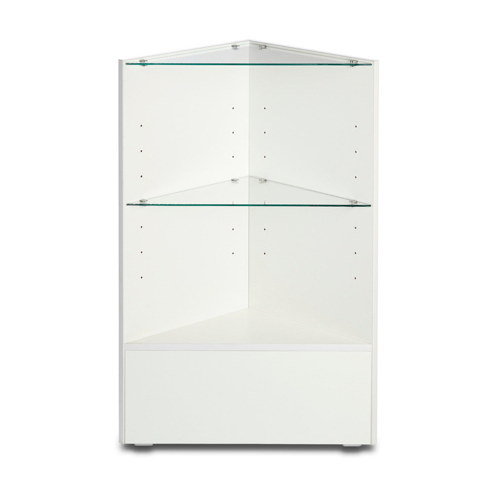 White Shop Counter With 1/4 Glass Display and Corner Display Unit Bundle