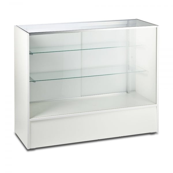 White Shop Counter With 3/4 Glass Display and Till Unit Bundle - Silhouette Range