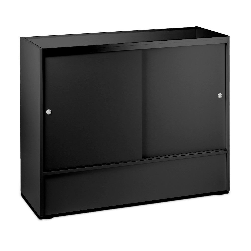 Black Shop Counter With 1/4 Glass Display and Till Unit Bundle - Silhouette Range