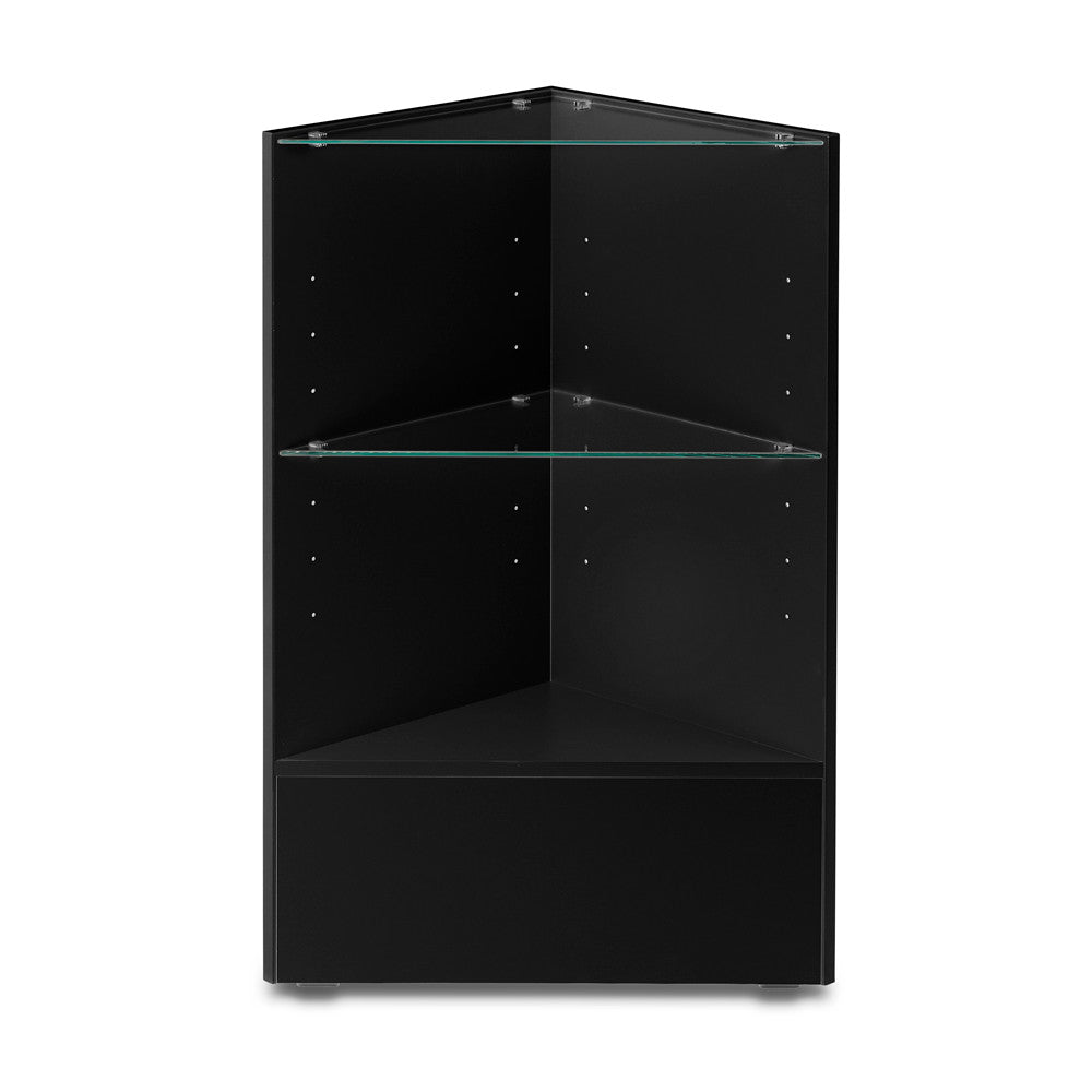 Black Shop Counter With 1/4 Glass Display and Corner Display Unit Bundle