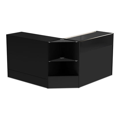 Black Shop Counter With 1/4 Glass Display and Corner Display Unit Bundle