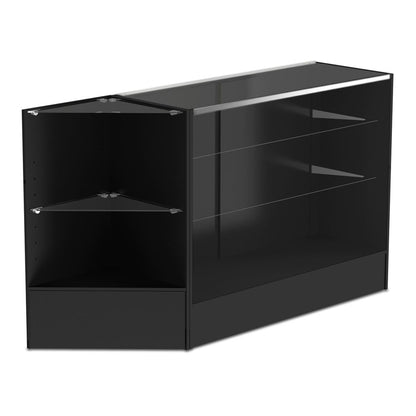 Black Shop Counter With 3/4 Glass Display and Corner Display Unit Bundle - Silhouette Range