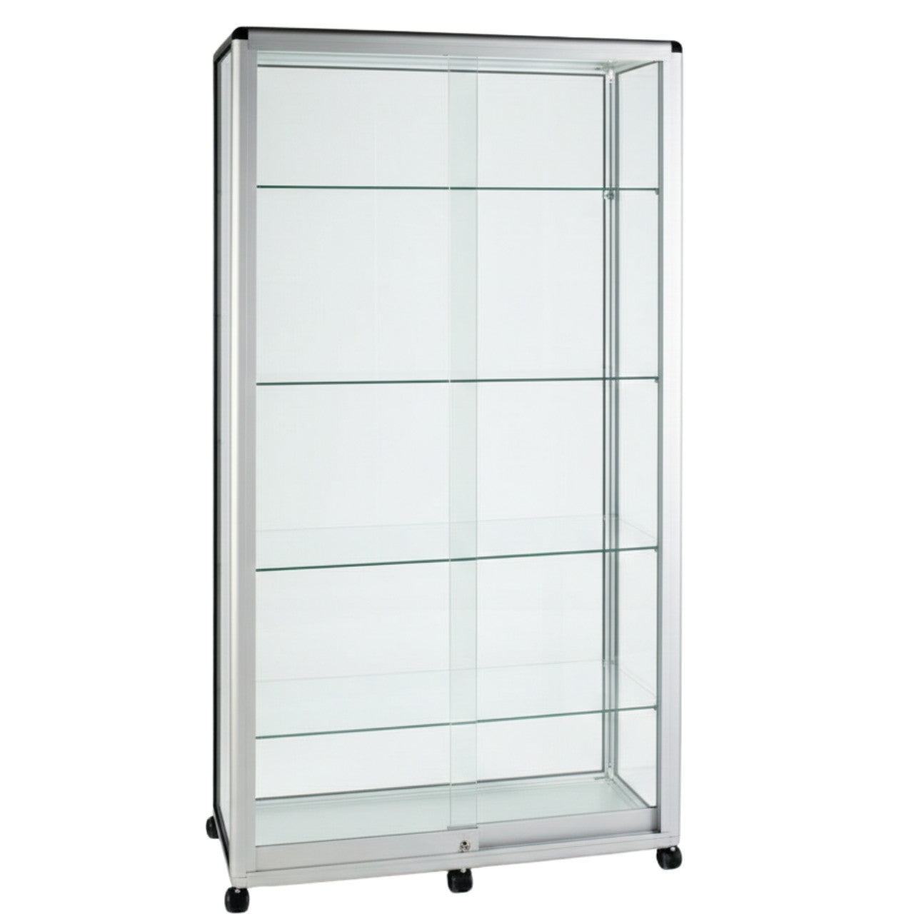 Glass Display Cabinet Tower with 4 Glass Shelves - Contour Range