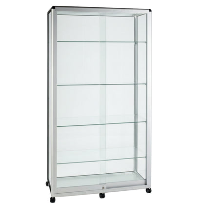 Glass Display Cabinet Tower with 4 Glass Shelves - Contour Range