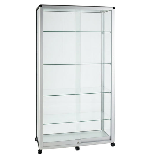 Glass Display Cabinet Tower with 4 Glass Shelves - Contour Range