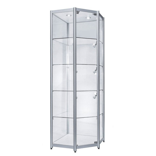 Skyline Aluminium Tower Showcase - All Glass Display - Corner Unit
