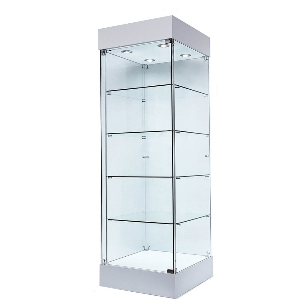 Skyline 360 Frameless Tower Showcase - All Glass Display - Single Door