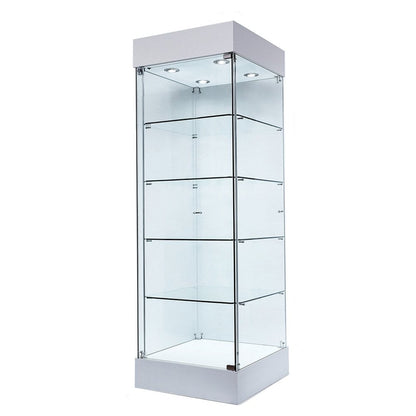 Skyline 360 Frameless Tower Showcase - All Glass Display - Single Door