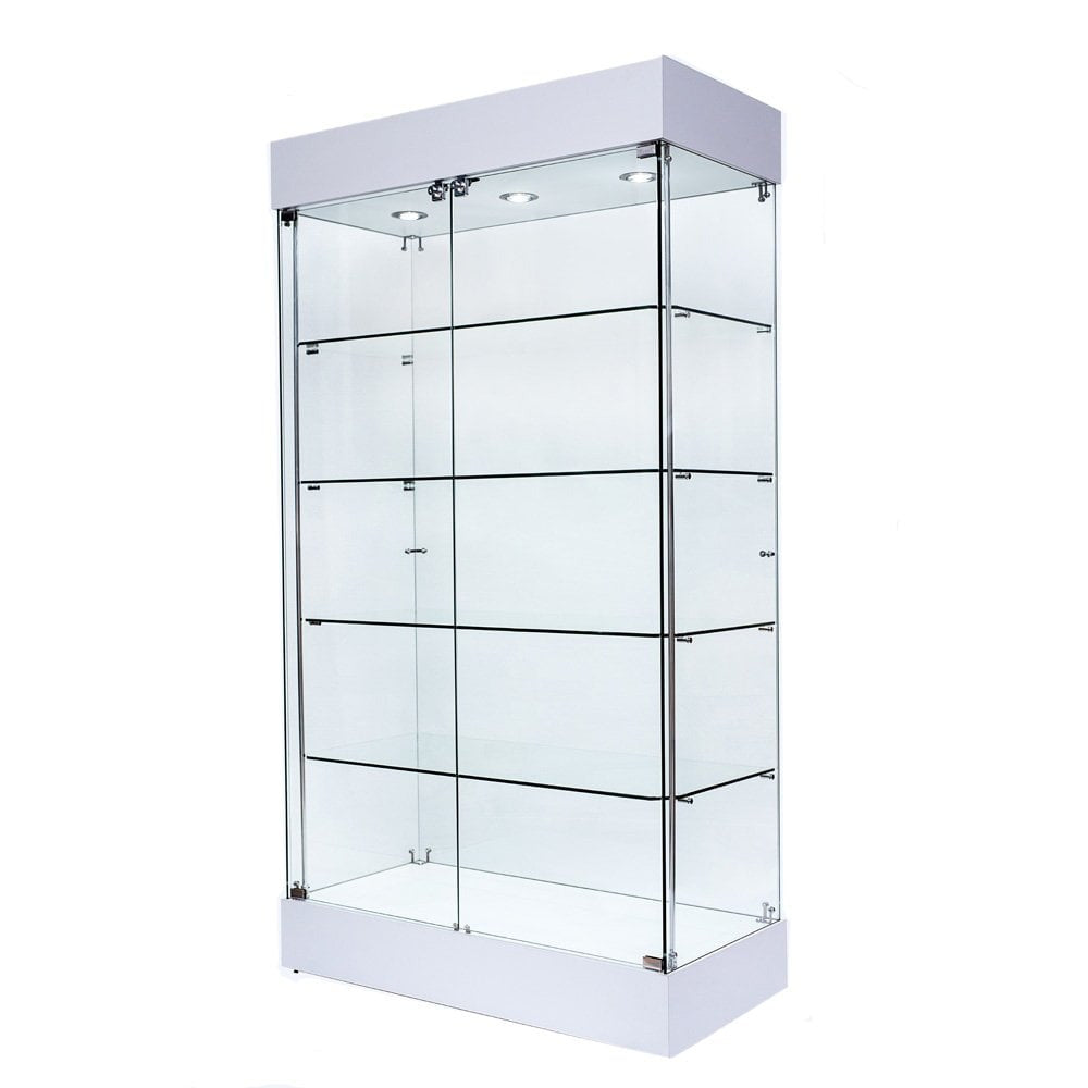 Skyline 360 Frameless Tower Showcase All-Glass Display - Double Door