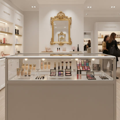 Glass Display Counter with Storage Cupboard - Contour Range