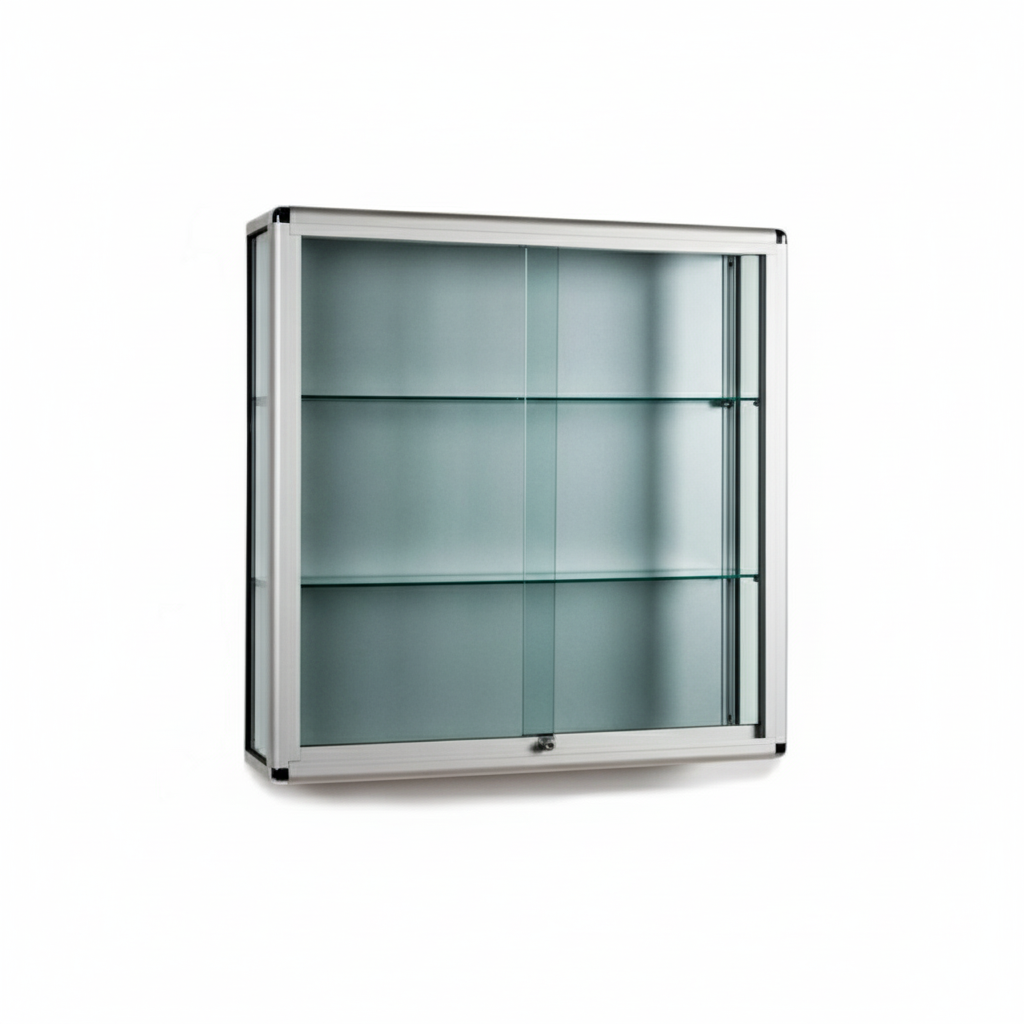Wall-Mounted Glass Display Cabinet With or Without Lights - 2 Shelves