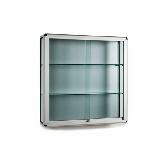 Wall-Mounted Glass Display Cabinet With or Without Lights - 2 Shelves
