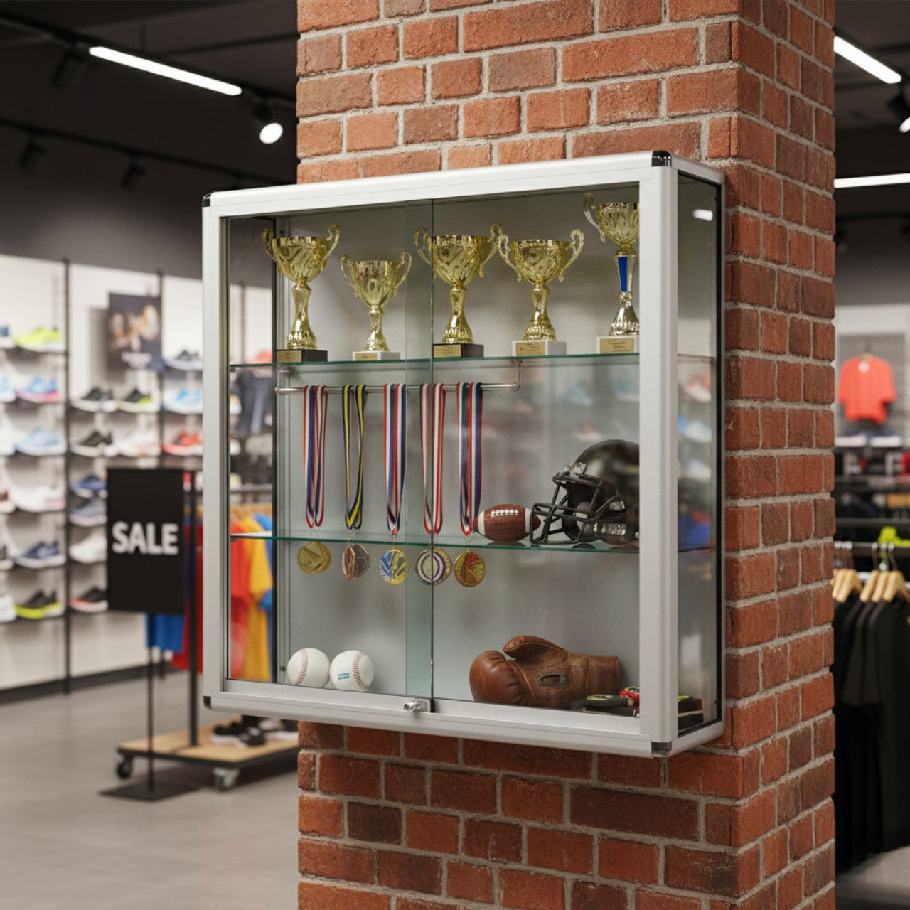 Wall-Mounted Glass Display Cabinet With or Without Lights - 2 Shelves