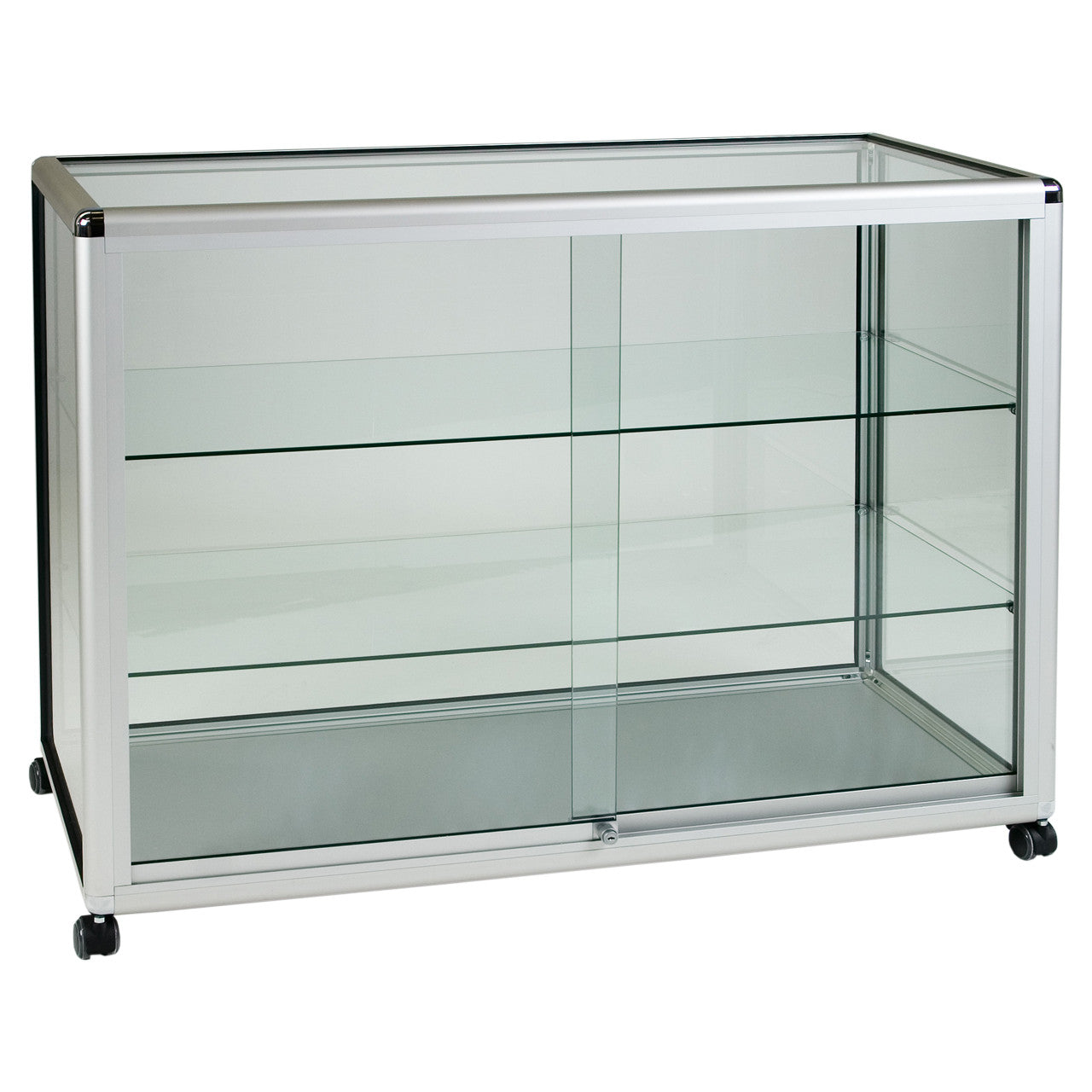 Glass Display Counter With or Without Mini Spotlights with 2 Glass Shelves - Contour Range