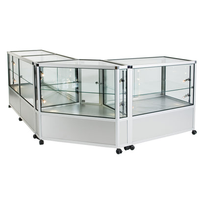 Glass Display Counter With or Without Mini Spotlights with 2 Glass Shelves - Contour Range