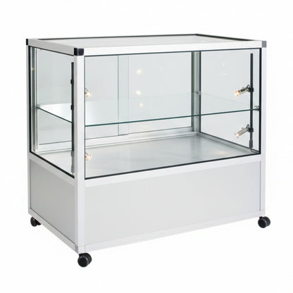 Glass Display Counter With or Without Mini Spotlights with 1 Glass Shelves - Contour Range