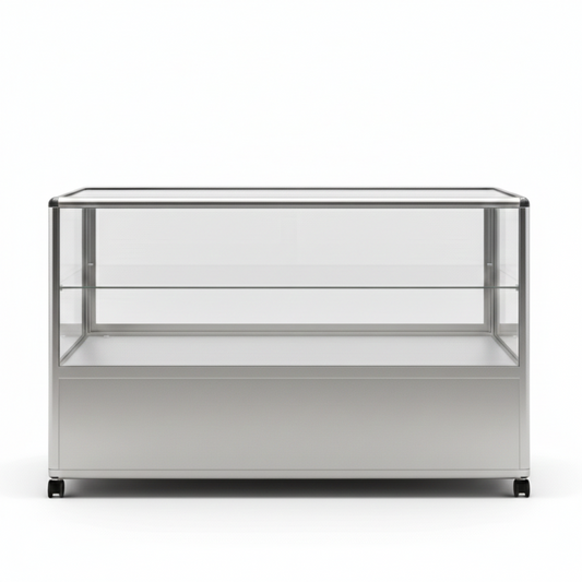 Glass Display Counter With or Without Mini Spotlights with 1 Glass Shelves - Contour Range