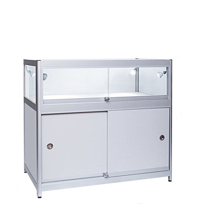 Skyline Aluminium Showcase with 1/3 Glass Display and Storage Cupboard