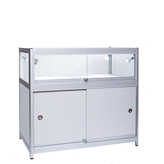 Skyline Aluminium Showcase with 1/3 Glass Display and Storage Cupboard