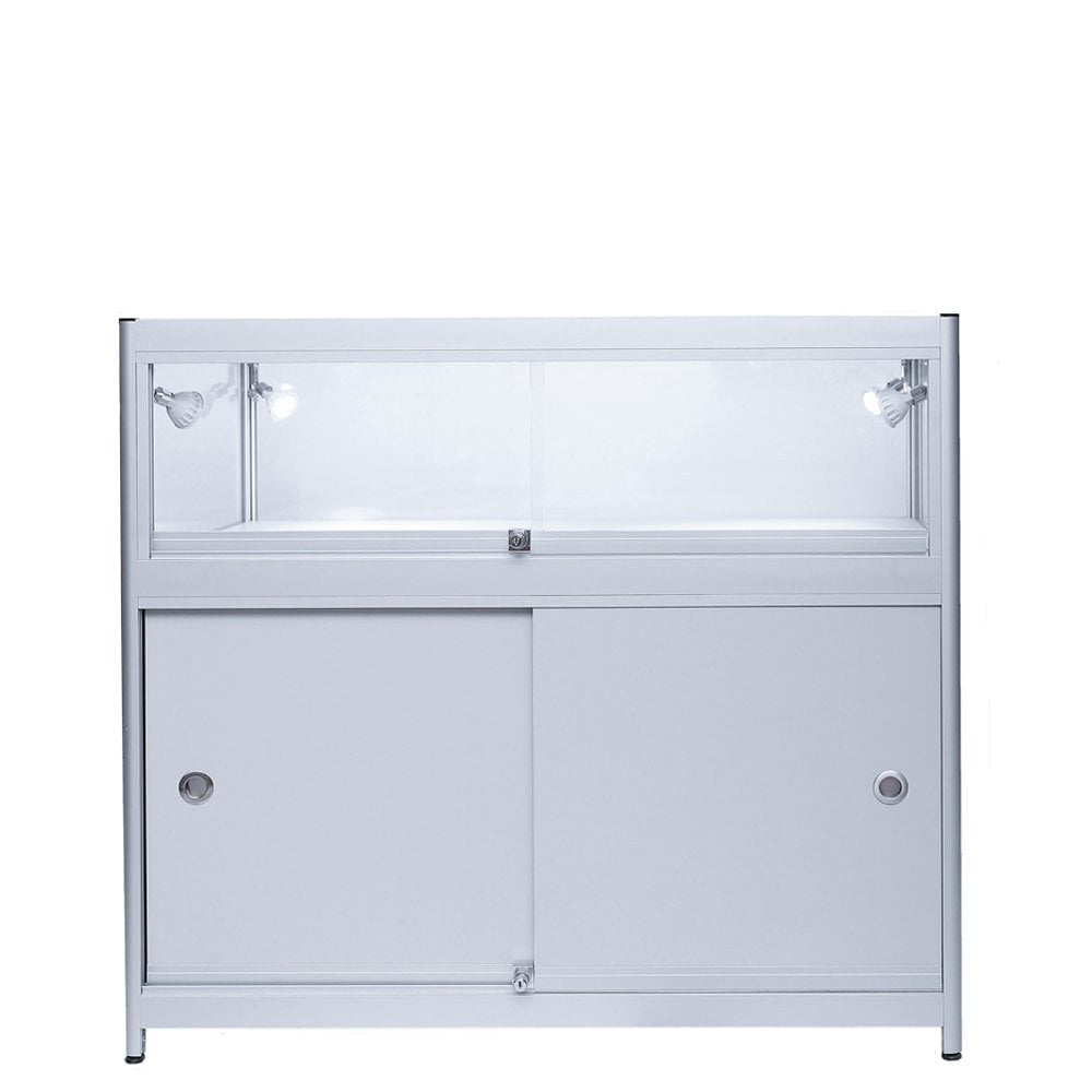 Skyline Aluminium Showcase with 1/3 Glass Display and Storage Cupboard
