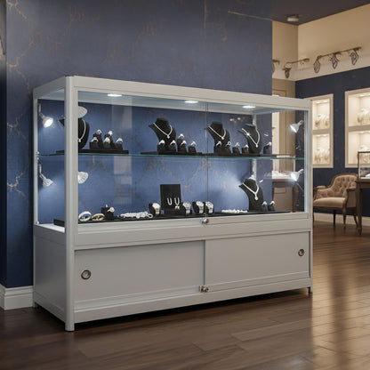 Skyline Aluminium Showcase with 2/3 Glass Display and Storage Cupboard