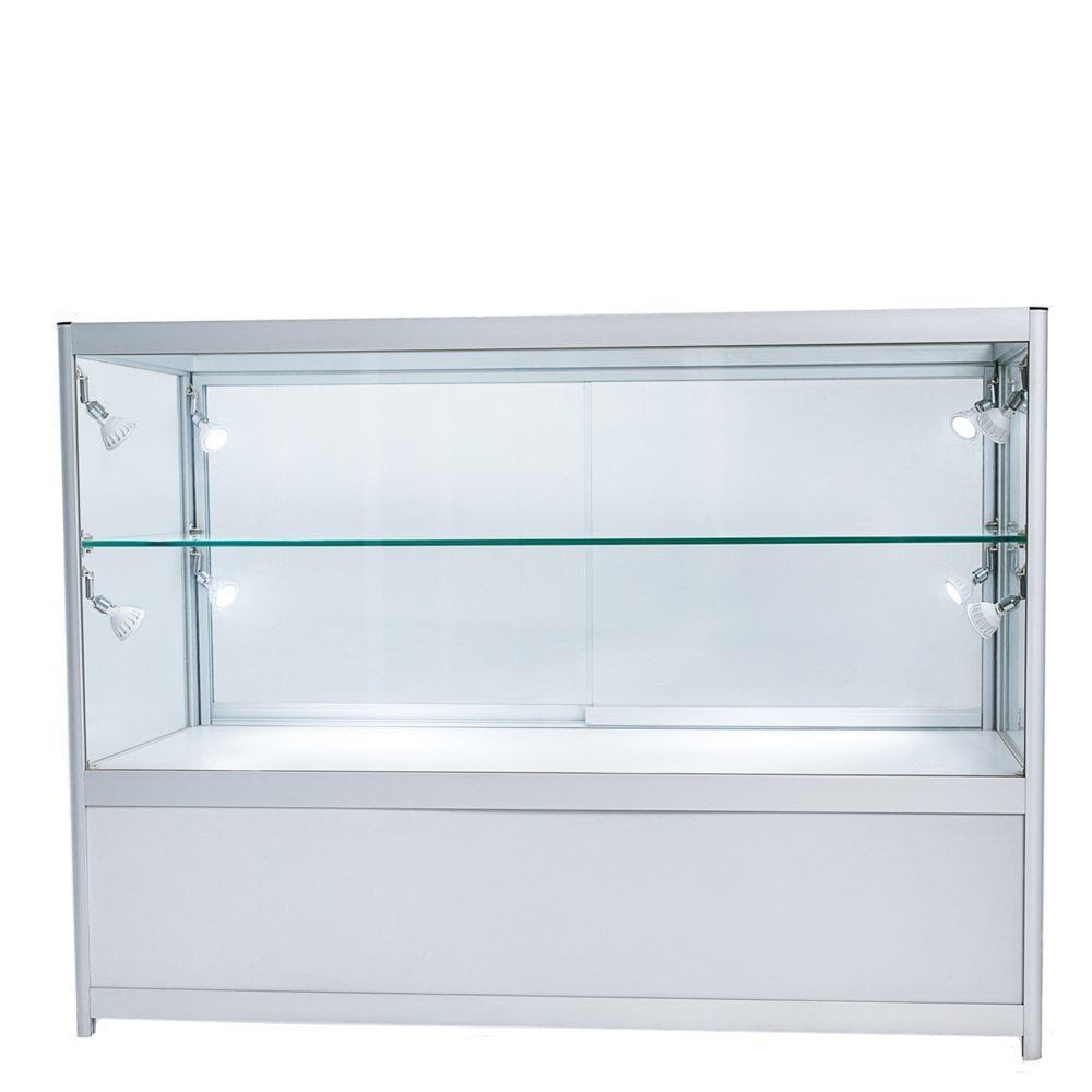 Skyline Aluminium Showcase with 2/3 Glass Display and Storage Cupboard