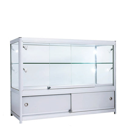 Skyline Aluminium Showcase with 2/3 Glass Display and Storage Cupboard