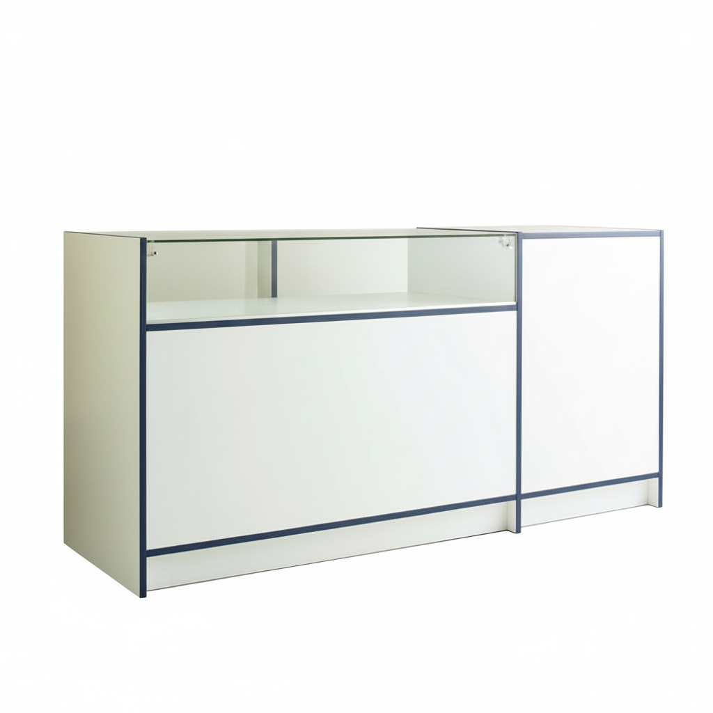 Shop Counter With Till Point - Glass Top And Storage - Aura Range