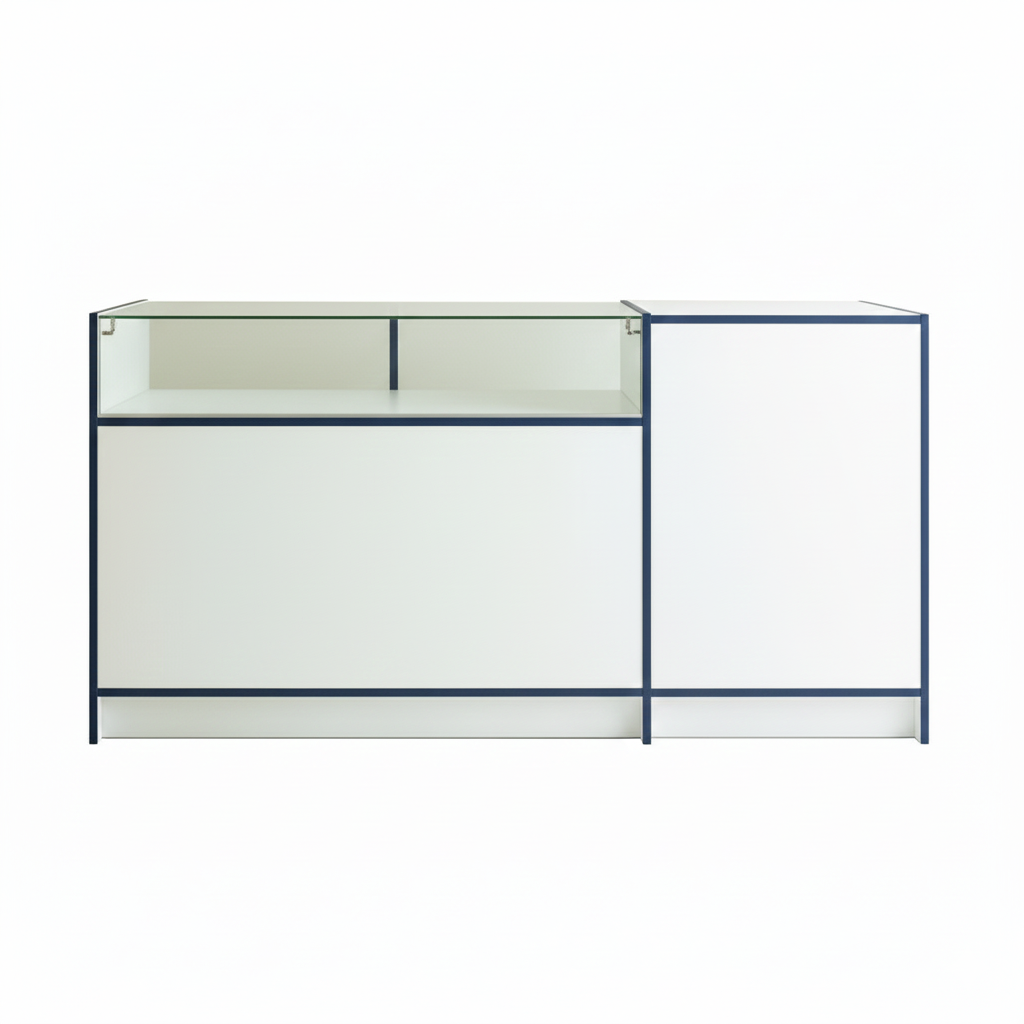 Shop Counter With Till Point - Glass Top And Storage - Aura Range