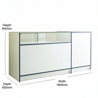 Shop Counter With Till Point - Glass Top And Storage - Aura Range